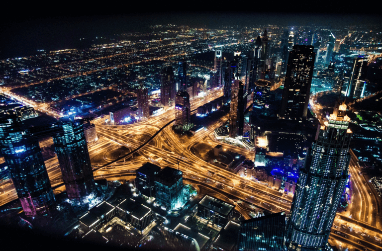 city at night with lights