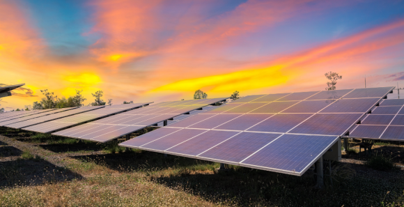 Solar Farm at Sunset