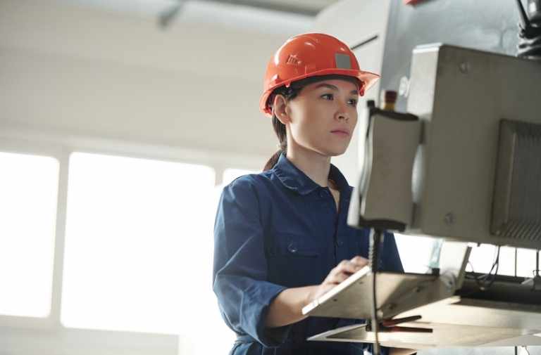 women monitoring equipment